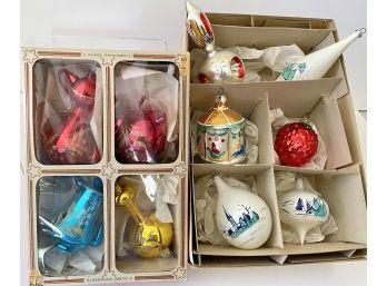 Lot Of 2 Boxes - Vintage International Ornaments - Italy, Poland, Germany, Colombia ( See Description)