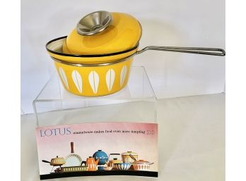 MCM Vintage Cathrineholm Norway Early 1-1/2 Quart Saucepan With Lid SUNFLOWER YELLOW