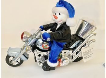 1975 Jobete Musical Animated Snowman On Motorcycle Plays  Moves To Snow Machine Parody To Love Machine Song