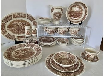 Forty-eight Pc. Brown Fair Winds Alfred Meakin Staffordshire England Dinnerware Lot
