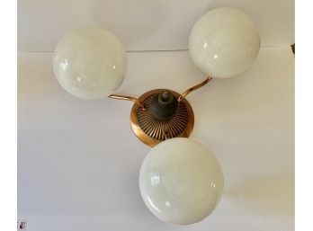 Vintage 3 Globe Copper & Wood Ceiling Lamp Geringer Lighting ( See Description)