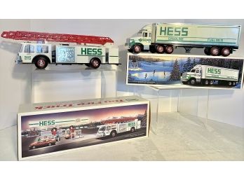 1989 Fire Truck Dual Siren And 1987 Fuel Oils Toy Truck Bank Original Boxes (new For Display Only)