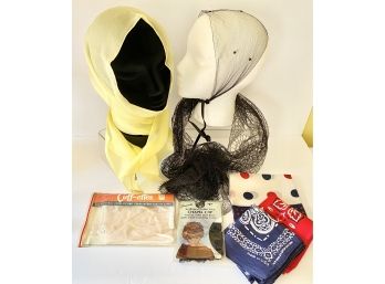 Ladies' Head Covers, Other Items Lot : ORIGINAL Bandanas, Silk Head Wrap,  Cuff-ettes ( See Description)