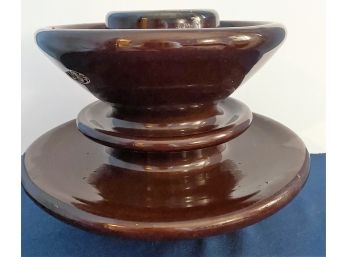 Vintage Brown Ceramic Enamel Glazed SBT Insulator 11 In. W At Base 9 1/2 In. Height ( See Description)
