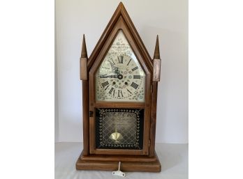 New England Clock Company German Movement Steeple Mantel Table Shelf Clock- *NOT WORKING*
