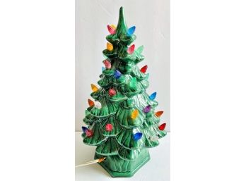 12 In. Ceramic Christmas Table Top Tree With Extra Lights - Tested And Working ~ Great Condition
