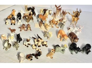 FABULOUS Lot Of 53 Miniature Bone China (includes 2 German Plastic Moose!) Animal Figurines Some Families