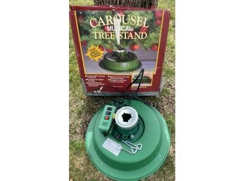Vintage Carousel Musical Tree Stand - Rotates Tree, Plays 18 Carols, Pulsates Tree Lights - Tested And Working