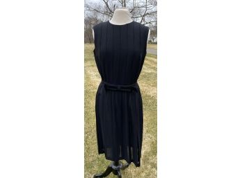 1950 Bodice Lined Pleated Semi Sheer Black Sheath Dress No Tags Or Markings Possibly Size 10-12