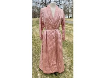 1960 Era BARBIZON Quilted Pink Bathrobe Housecoat Loungewear Size 16
