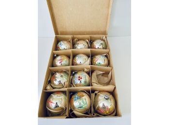 Vintage Made In Western Germany 600/3C Painted Glass Christmas Ornaments Lot # 2 ( See Description)