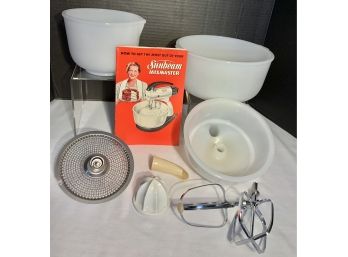 Accessories From SUNBEAM MIXMASTER: Juicer, Large And Small Mixing Bowls, Set Of Beaters, Original Manual