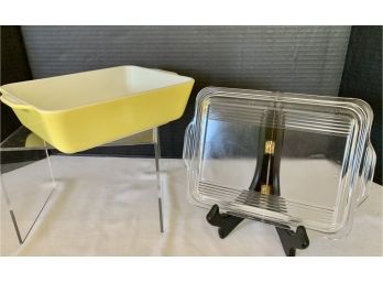 Vtg PYREX YELLOW 503 Refrigerator Dish And Ribbed Lid 1 1/2 QT - Primary Color Large Fridgie *see Description*