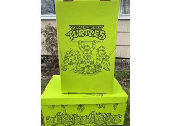 Two Original Green1990 Trademark Teenage Mutant Ninja Turtles Cardboard Advertising Storage Boxes