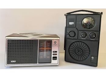 2 Radios Both With Booklets - GE Table Radio Auditron Mark Electric Or Battery Both Tested And Working