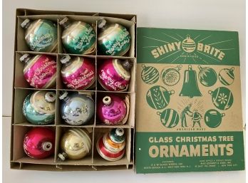 Vintage Shiny Brite Full Box 1595 Glass Christmas Ornaments ( See Description)