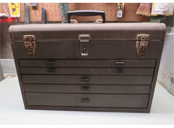 Vintage Metal Machinist Tool Chest With Contents