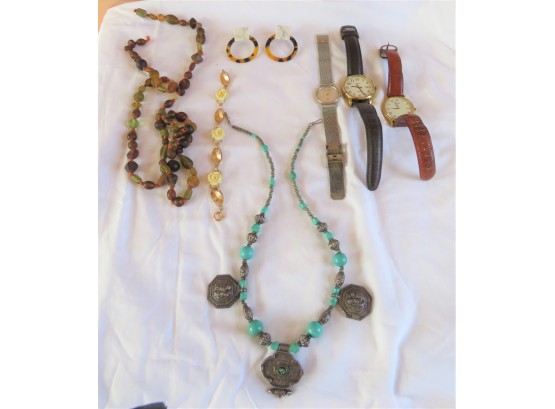 Vintage Wrist Watches And Costume Jewelry