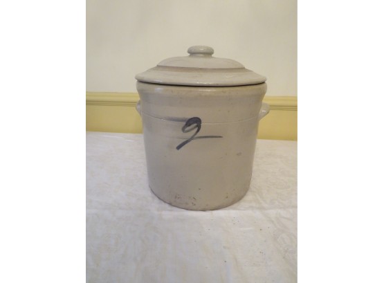 Antique Stoneware Crock With Cover