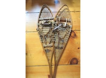 Antique Pair Of Tubbs Wood & Rawhide Snowshoes