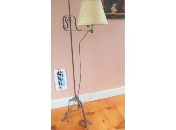 Vintage Wrought Iron Bridge Floor Lamp Cutout Shade