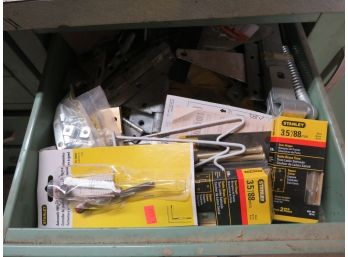 Drawer Of Assorted Heavy Duty Hinges, Bolts And Hardware