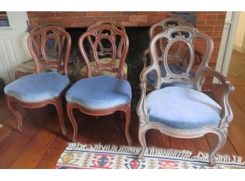 Set 6 Louis XVl Dining Room Chairs With Fabric Seats