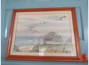 Seascape Geese In Flight Framed Signed Print