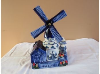 Vintage Ceramic Delft Blue Holland Windmill Figurine