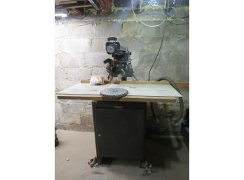 Sears Craftsman Radial Table Bench Saw With Metal Tool Cabinet