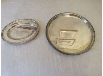 2 Round Silverplate Serving Trays