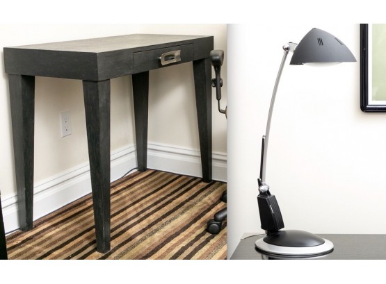 Tritter Feefer Single Drawer Desk (RETAIL $1,400) And Desk Lamp