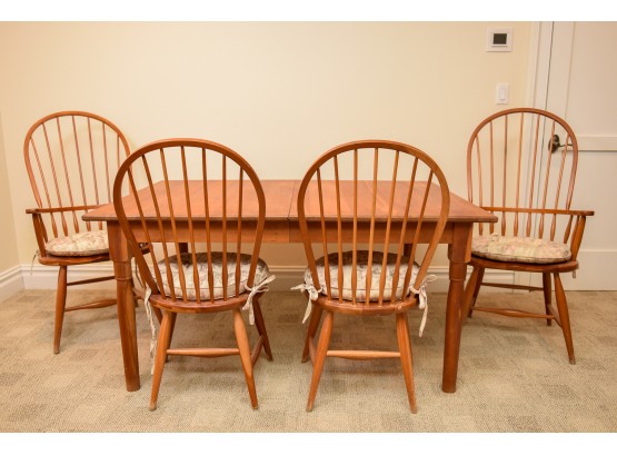 Asher Benjamin Cherry Wood Dining Table And Windsor Back Chairs