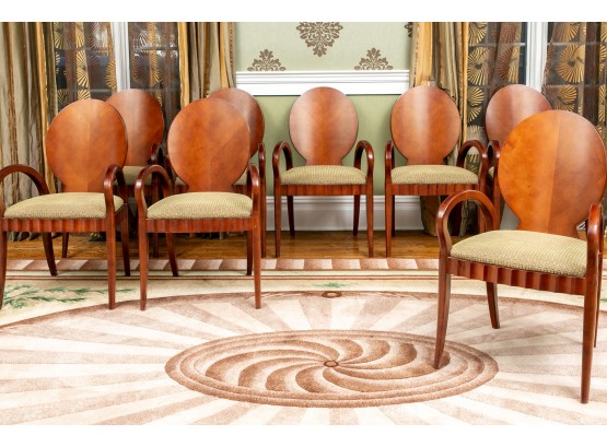 Set Of Eight Stunning Cliff Young Custom Art Deco Style Arm Chairs