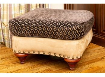 Kravet Custom Upholstered Ottoman With Nailhead Stud Trim (1 Of 2)