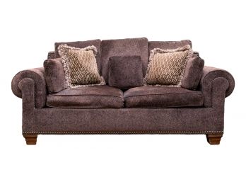 Kravet Two Cushion Upholstered Loveseat With Matching Pillows