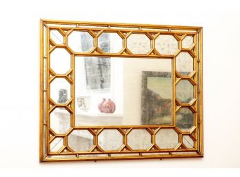 Modern History Gilt Wood Circular Design Antiqued Mirror (RETAIL $1,400)