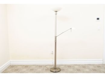 Double Arm Brushed Chrome Floor Lamp