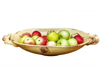 Fortunata Tuscany Italy Large Pottery Bowl Filled With Realistic Looking Apples