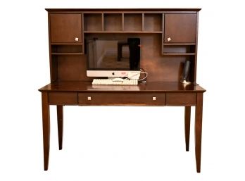 Computer Desk And Hutch With Brushed Chrome Hardware