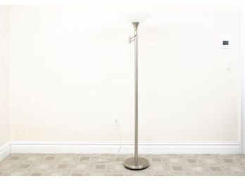 Brushed Chrome Adjustable Arm Floor Lamp With Dimmer