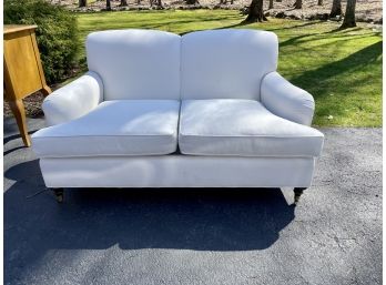 Carlisle Style Custom White Upholstered Settee