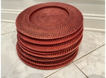 Set Of Eight Red Woven Chargers From Pottery Barn