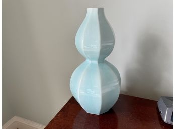 Large Robin's Egg Blue Hourglass Porcelain Vase
