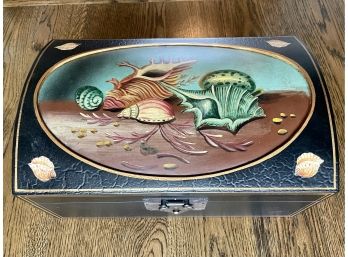 Sea Life Paint Decorated Table Top Trunk, Paid $198