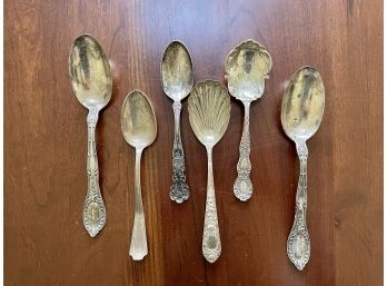 Six Vintage Sterling Tea & Relish Spoons