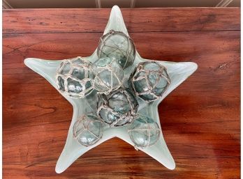 Antique Glass Fishing Floats In Starfish Form Glass Dish