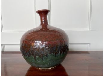 Artisan Made Large Ombre Bulbous Shaped Decorative Vase