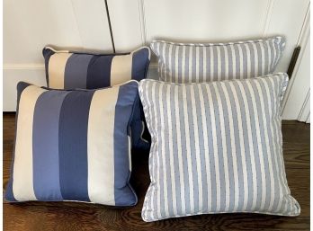 Four Custom Made Blue & White Coordinating Throw Pillows