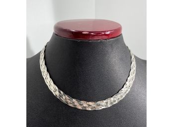 Sterling Silver Multi Strand Woven Herringbone Necklace